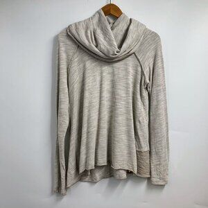 Free People‎ Women's Beach Cocoon Cowl Neck Beige Cotton Knit Top One SIze